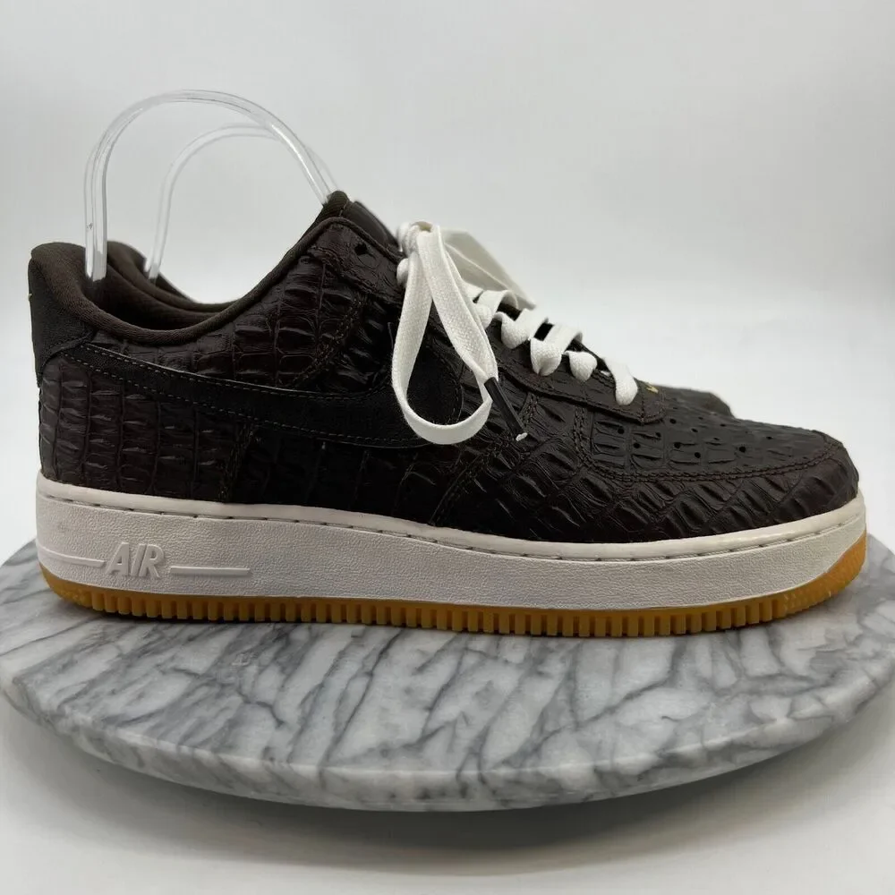Nike Air Force 1 LV8 Sneakers Mens 8 Brown Faux-Crocodile Baroque Low Top Lace